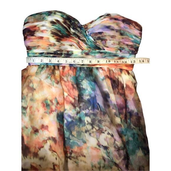 Aidan Mattox watercolor semi formal strapless chiffon full length dress size 2 - Picture 6 of 9